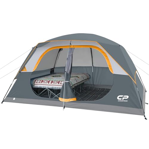 CAMPROS CP Tent 8 Person Camping Tents, Waterproof Windproof Family Dome Tent with Rainfly, Large Mesh Windows, Wider Door, Easy Setup, Portable with Carry Bag (Gray) - Image 1
