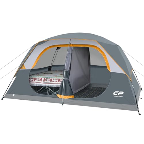 CAMPROS CP Tent 8 Person Camping Tents, Waterproof Windproof Family Dome Tent with Rainfly, Large Mesh Windows, Wider Door, Easy Setup, Portable with Carry Bag (Gray) - Image 5