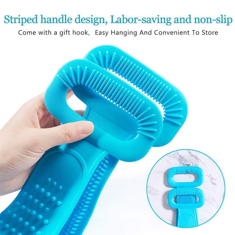 body scrubber belt bath brush silicone scrub back skin shower double exfoliating massager long cleaning easy side clean lathers for men women - Image 3