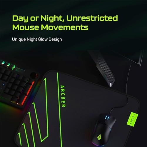 Archer Tech Lab Premium Gaming Mouse Pad Extended Desk Mat 45x40CM, Smooth Low-Friction Jacquard Surface Precise Tracking for Gamers Home Office, Anti-Fray Edges Anti-Slip Hex Base(Quiver 300L,Black) - Image 2