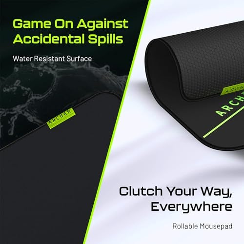 Archer Tech Lab Premium Gaming Mouse Pad Extended Desk Mat 45x40CM, Smooth Low-Friction Jacquard Surface Precise Tracking for Gamers Home Office, Anti-Fray Edges Anti-Slip Hex Base(Quiver 300L,Black) - Image 5
