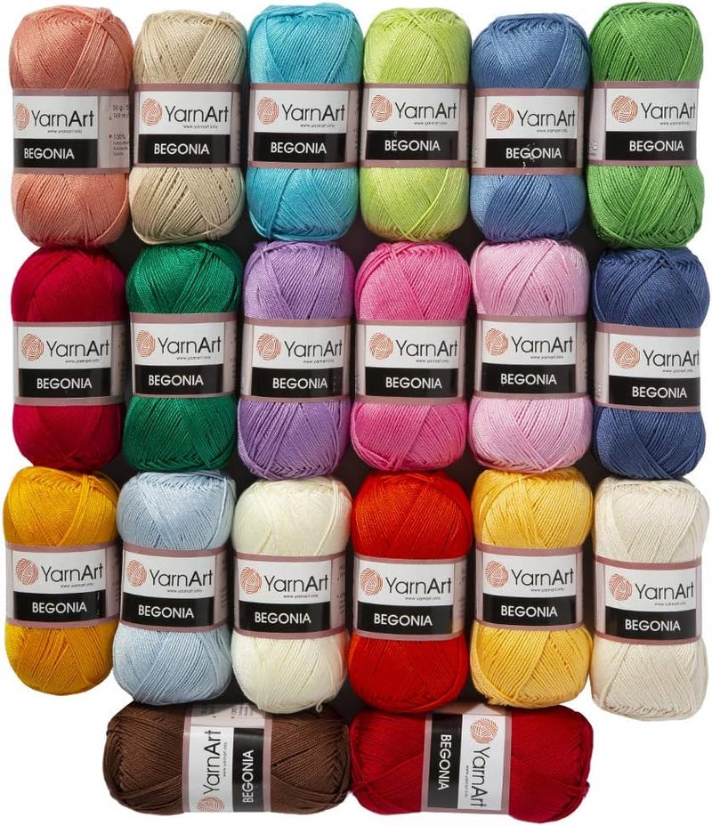 YarnArt 20 Skein Yarnart Begonia Yarn 100 Mercerized Cotton Each 176 Oz 50g  185 Yrds 169m Fine Sport 2 - Image 1