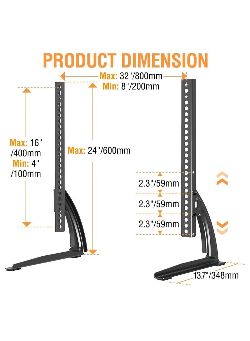 JAJEEK حامل تلفاز عالمي للطاولة لشاشات 27-55 بوصة – ارتفاع قابل للتعديل، قاعدة قوية لشاشات LCD/LED/Plasma، يدعم حتى 88 رطل، متوافق مع VESA 800x400mm - Image 4