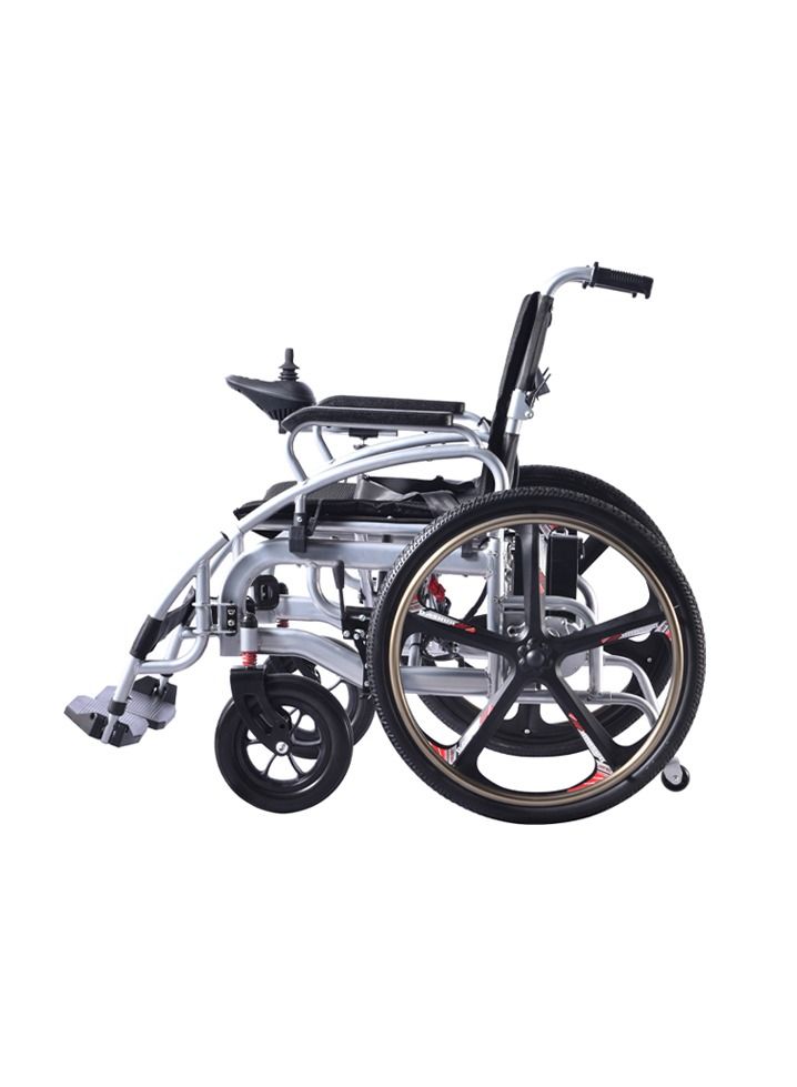 Portable Folding Electric Wheelchair 24inch Magnesium Alloy Rear Wheel Front Wheel With Shock Absorption Electric Wheelchair for Adults Electric Wheelchair for The Elderly