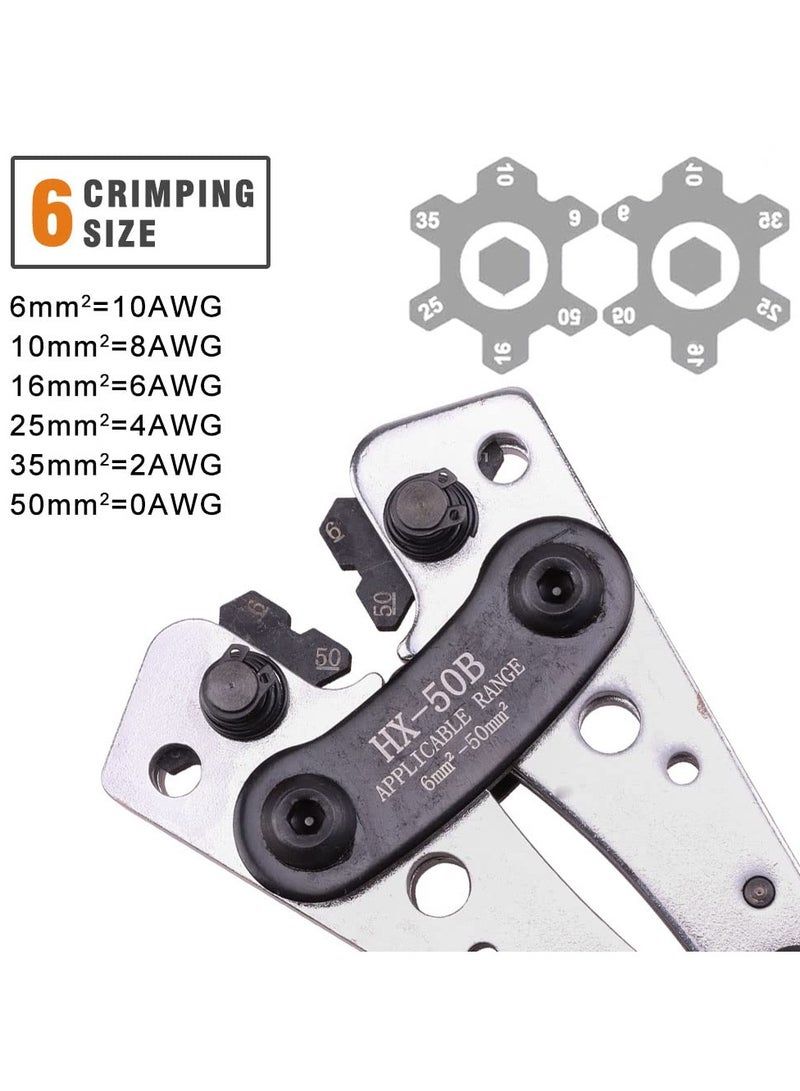 Excefore Battery Cable Lug Crimping Tool, Wire Crimper Tool, Heavy Duty Crimper for Wire Lugs, AWG 10-1/0 for Heavy Duty Wire Lugs, Battery Terminal, Copper Lugs Terminals - Image 4