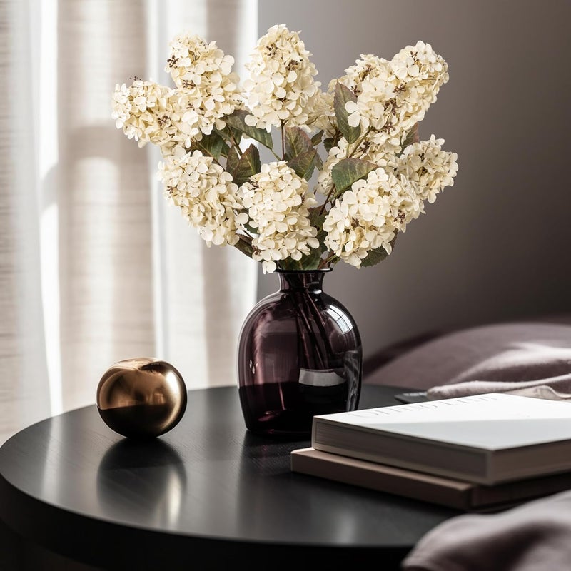 Ttranewsoo Hydrangea Artificial Flowers,Fall Hydrangeas Artificial Flowers, Fake Fall Dried Hydrangea Decoration,Faux Silk Flower with Stems Winter Decor Without Vase（Cream White 8PCS - Image 5