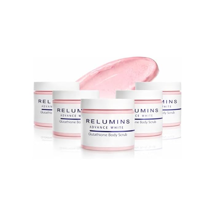 Relumins Premium Summer Body Scrub with Glutathione, Rosehip & Sea Salt – Hydrating Exfoliating Scrub for Smooth, Radiant Skin, Glowing Summer Skin – Gentle Moisturizing Formula – 400ml x 5 Tubs