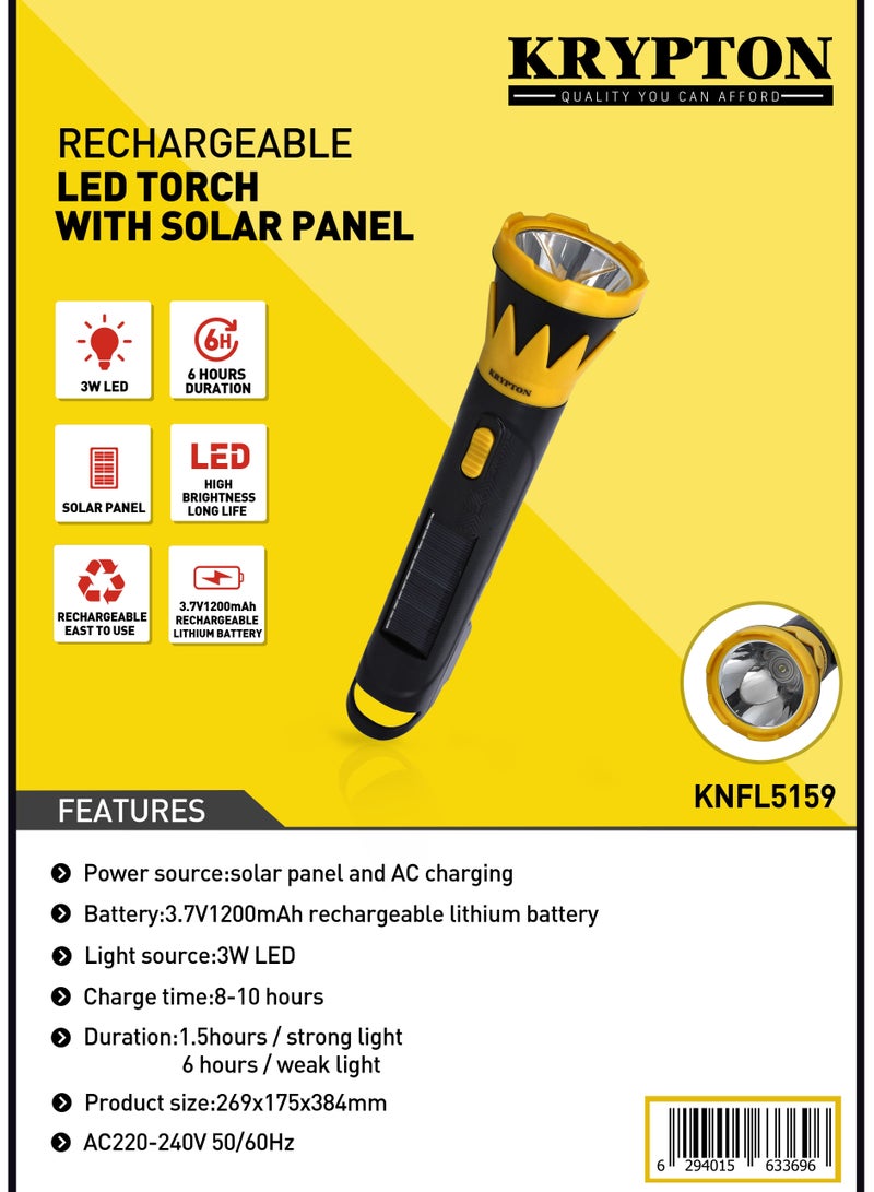 KRYPTON LED Rechargeable Flashlight With Solar Panel - Image 4