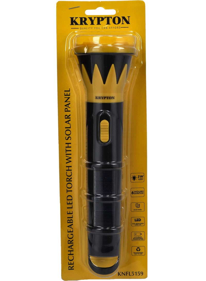 KRYPTON LED Rechargeable Flashlight With Solar Panel - Image 3