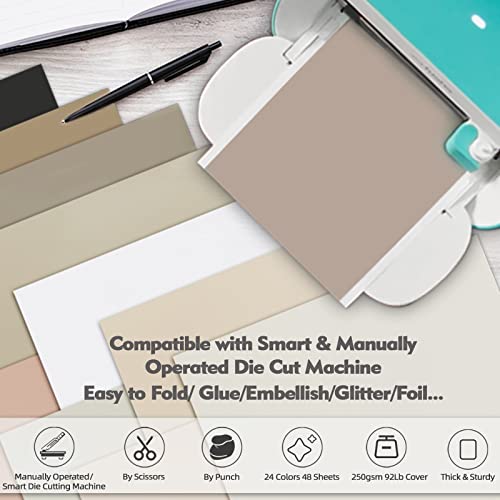 Livholic 48 Sheets Earth Tones Color Card Stock Paper 12x12 250 gsm 92 lb Cover Neutral Scrapbook Paper 24 Assorted Colors Double Sided Grays Cardstock for Cricut, Cardmaking - Image 3