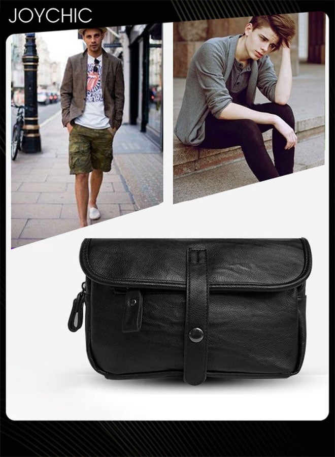 Joychic Korean Style Men Crossbody Bag Leather Wear-resistant and Waterproof Waist Bag Men Adjustable Shoulder Bag - Image 1