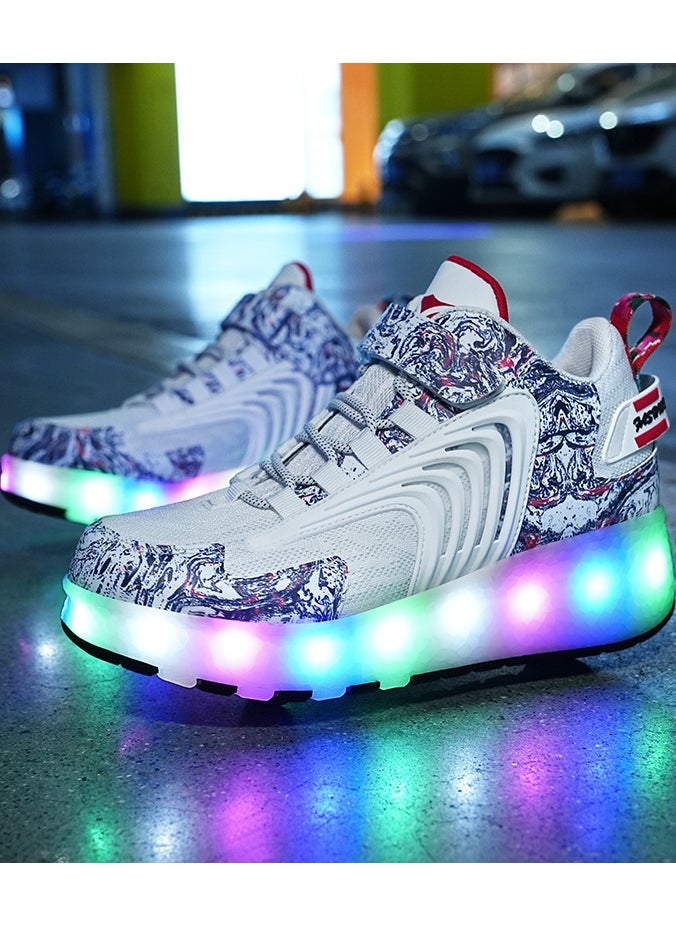 LITTLE ROCKZ - LED Flash Light Fashion Shiny Sneaker Skate Heelys Shoes With Wheels And Lightning Sole - Image 1