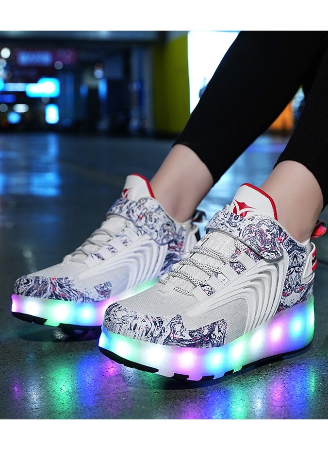 LITTLE ROCKZ - LED Flash Light Fashion Shiny Sneaker Skate Heelys Shoes With Wheels And Lightning Sole - Image 1