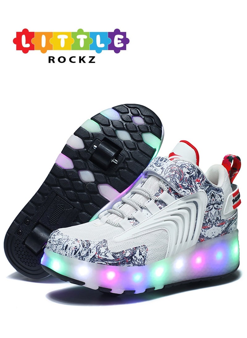 LITTLE ROCKZ - LED Flash Light Fashion Shiny Sneaker Skate Heelys Shoes With Wheels And Lightning Sole - Image 1