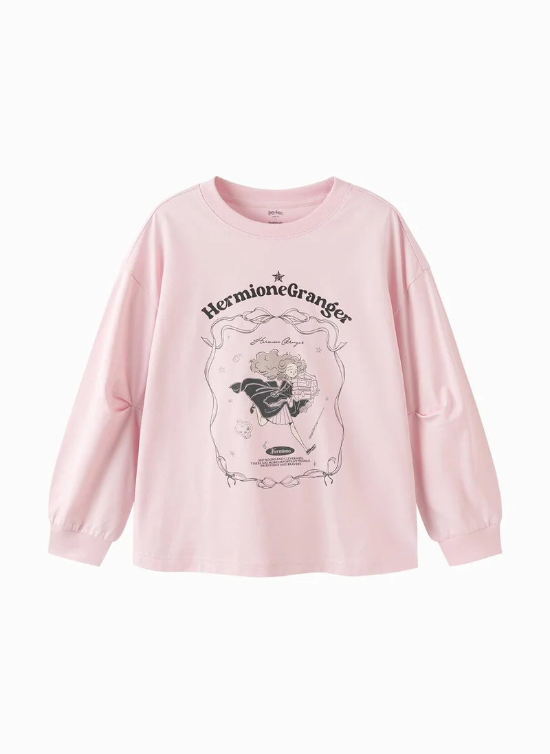 Balabala Kids Girl Round v-neck long-sleeved T-shirt