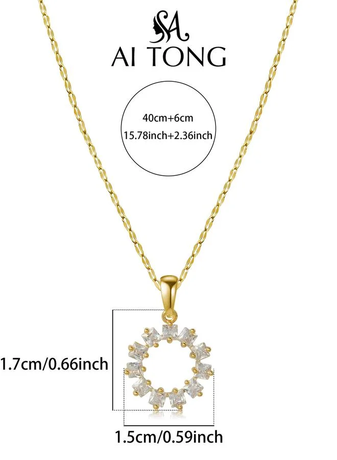 Take Two  Embellished Circle Pendant Necklace for Women | Best Price UAE