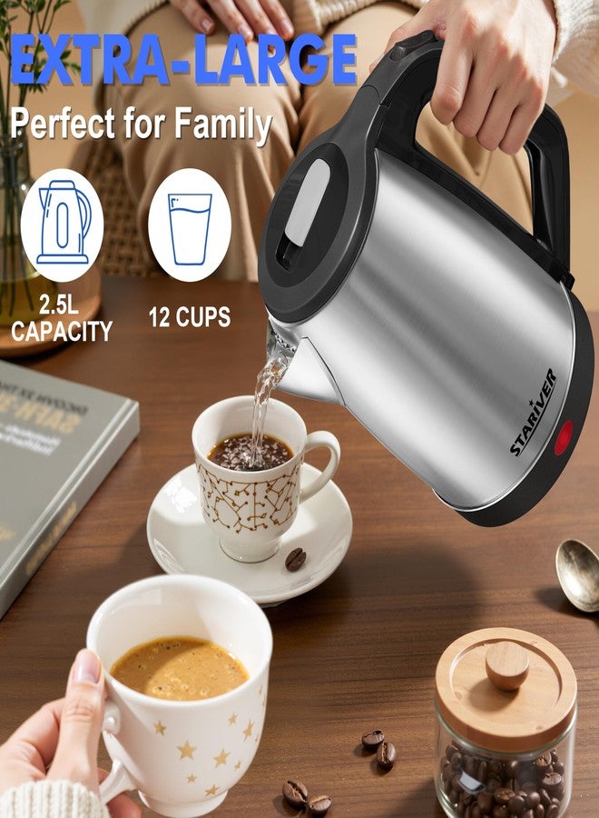 Stariver 2.5L Large Electric Kettle, BPA Free Stainless Steel Water Heater, Fast Boil Electric Tea Kettle, Water Boiler with Auto Shut-Off & Boil-Dry Protection for Family (10-12 Cups) - Image 4