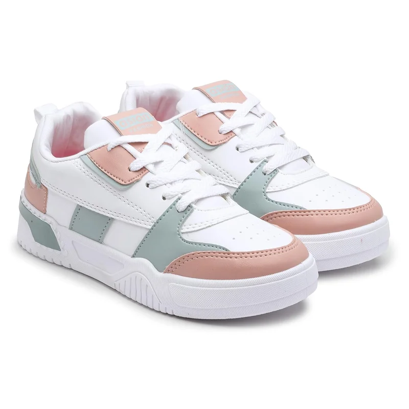 Asian Casual Sneakers for Women in White Peach