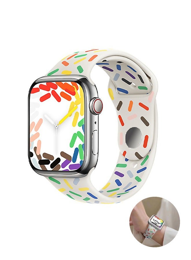 حزام سيليكون متوافق مع Apple Watch 42/44/45/49mm ، أحزمة ساعة رياضية قابلة للتنفس قابلة للتعديل ، حزام بديل (أبيض) - Image 1