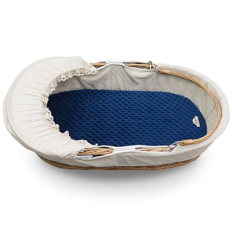 BlueSnail Soft and Strechy Minky Bassinet Fitted Sheet, Cradle Sheets for Bassinet Pad/Mattress 2pk (Bassinet, Navy+Gray) - Image 4