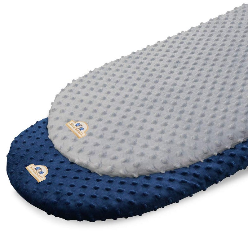 BlueSnail Soft and Strechy Minky Bassinet Fitted Sheet, Cradle Sheets for Bassinet Pad/Mattress 2pk (Bassinet, Navy+Gray) - Image 1