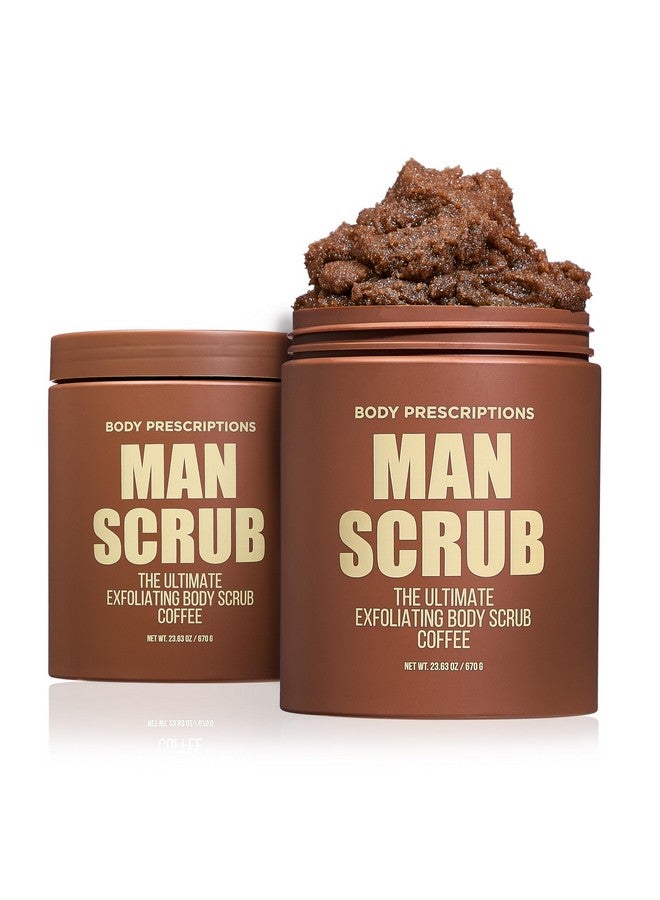 بودي بريسكريبشنز مقشر الجسم للرجال من بودي بريسكشنز - غسول تنظيف البشرة المثالي في مرطبان بغطاء دوار، مناسب لجميع أنواع البشرة، 21 أونصة (عبوة من قطعتين)، بنكهة القهوة - Image 1