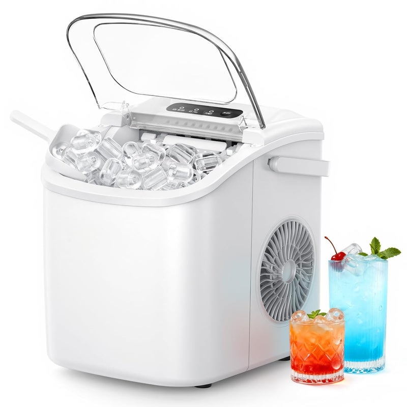 EUHOMY Ice Maker Machine Countertop, 12Kg Per Day 9 Bullet Ice in 6 Mins, Ice Machine with Self-Cleaning, Ice Maker Energy-Saving for Home/Kitchen/Office/Party/RV/Bar - Image 1