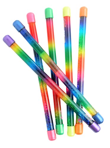 JARU Glitter Baton Wand 6 Units 12 Magic Fairy Rainbow Colors Wands Toys for Girls and Kids Princess Decorations Party Favors Twirling Cheerleader Dance Baton Plus 1 Bouncy Ball 20026p - Image 1