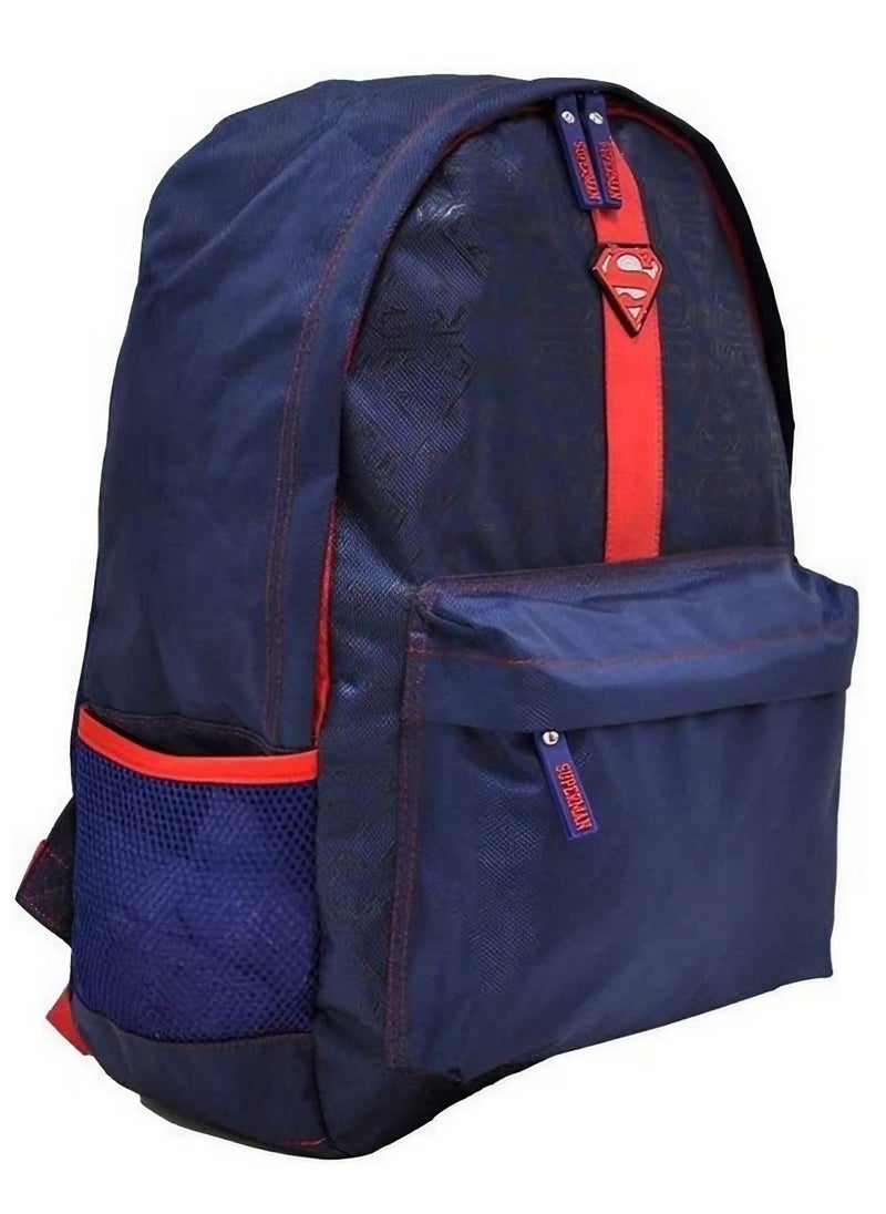 Superman Backpack for Boys - School Backpack with Logo, Blue Backpack with Zipper, Backpack Made from Polyester, Backpack with Front Pocket, and Backpack with Spacious Compartments.