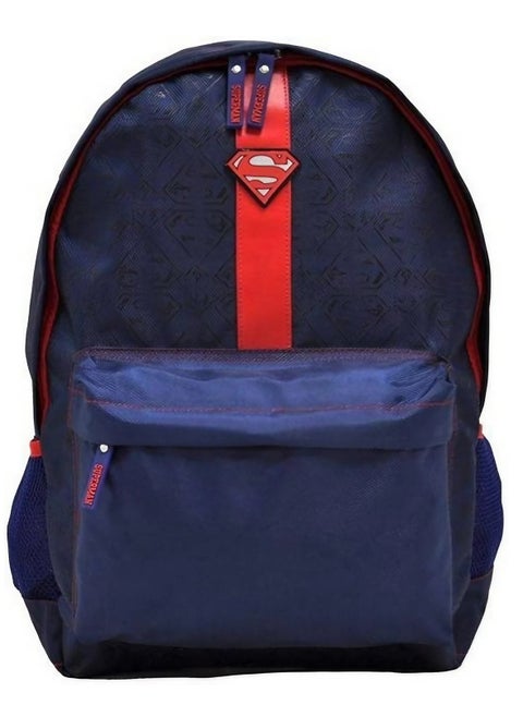 Superman Backpack for Boys - School Backpack with Logo, Blue Backpack with Zipper, Backpack Made from Polyester, Backpack with Front Pocket, and Backpack with Spacious Compartments.