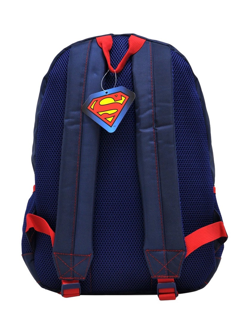 Superman Backpack for Boys - School Backpack with Logo, Blue Backpack with Zipper, Backpack Made from Polyester, Backpack with Front Pocket, and Backpack with Spacious Compartments.