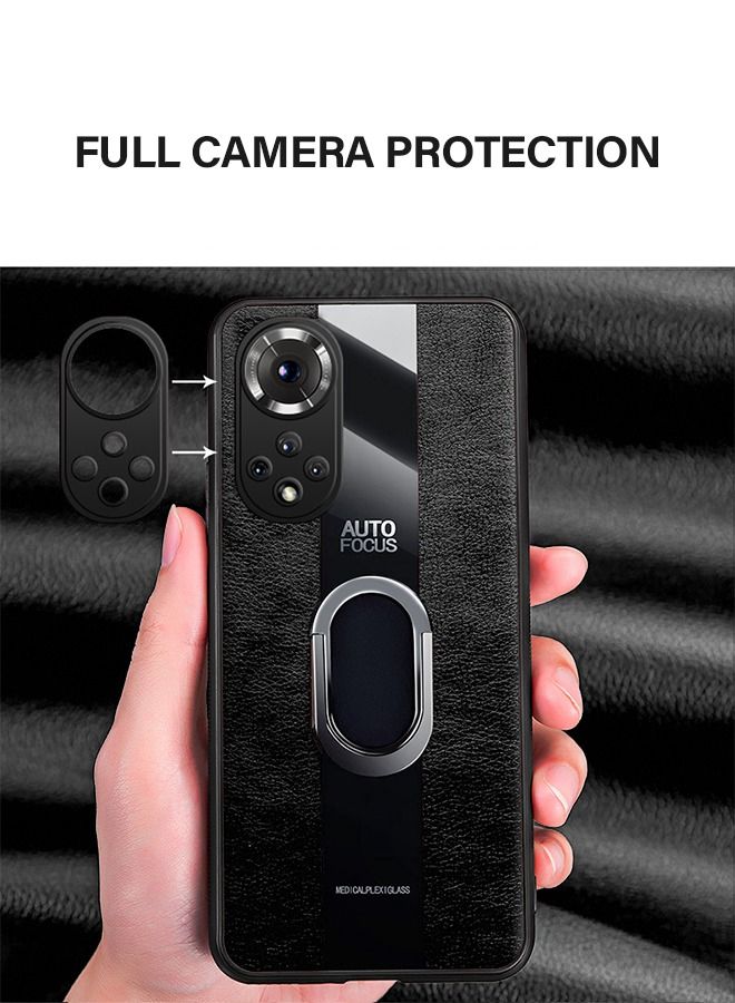 GROIC Huawei Nova9 SE Case 6.78 Inch with Built in Metal Plate on Back Stand Ring[Support Magnetic Car Mount][Kickstand Feature] Magnet Leather Shockproof Phone Case Black  - Image 4