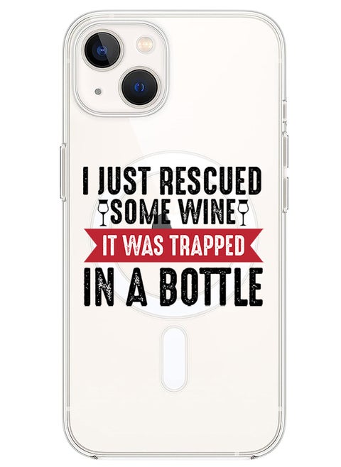 Magnetic Case for iPhone 14 Plus 6.7-inch Compatible with MagSafe Wireless Charging, Shockproof Phone Bumper Cover Wine trapped in bottle black copy