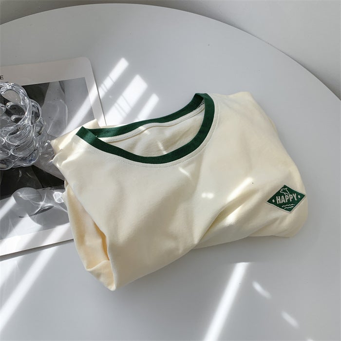 Summer Short-sleeved T-shirt for Women and Middle School Students Korean Style Loose Slimming All-match Retro Chic Hong Kong Style Half-sleeved Top - Image 5