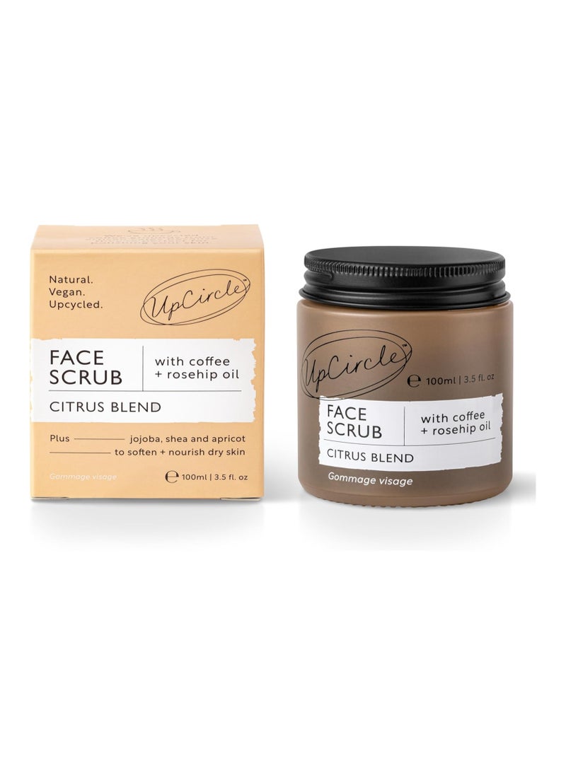 UpCircle - Coffee Face Scrub Citrus Blend For Normal Dry Skin 100ml Sha Butter Coconut Rosehip Oil Natural Vegan Face Exfoliator For Soft Smooth Skin - Image 1