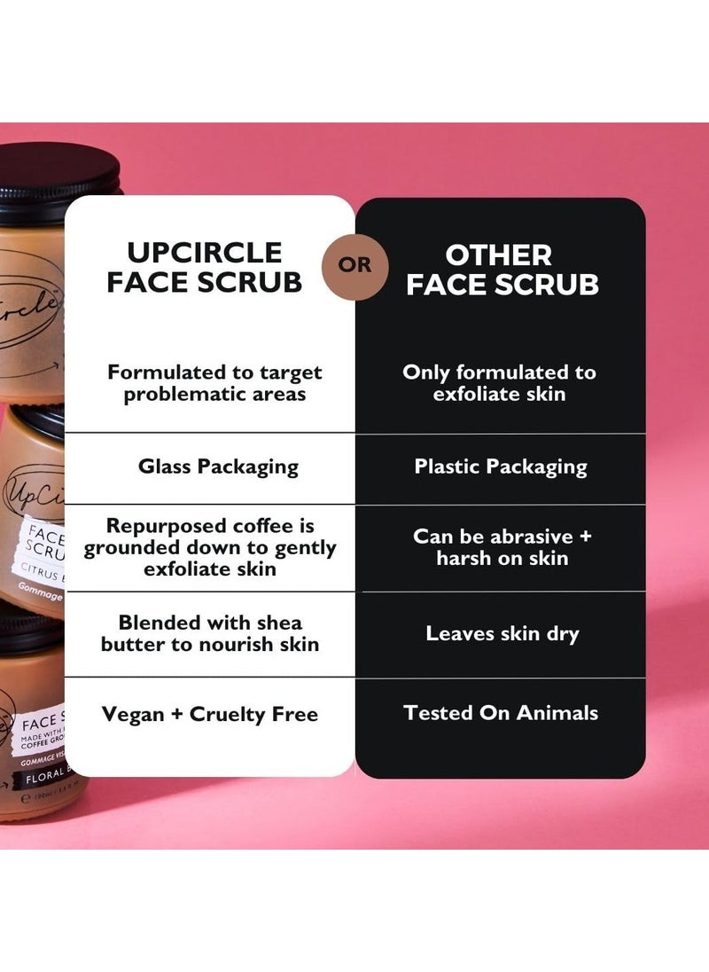 UpCircle - Coffee Face Scrub Citrus Blend For Normal Dry Skin 100ml Sha Butter Coconut Rosehip Oil Natural Vegan Face Exfoliator For Soft Smooth Skin - Image 1