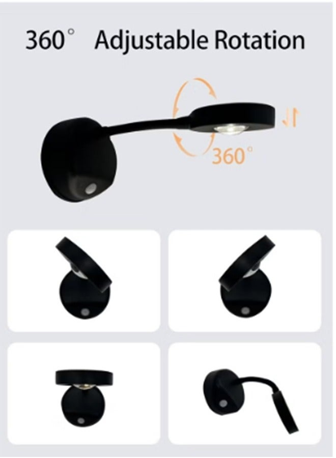 Motion Sensor Picture Light LED Cat-Eye Bulb Wall Sconce, Stick on Display Accent Lighting Dimmable 360° Rotation Rechargeable for Paintings  - Image 2