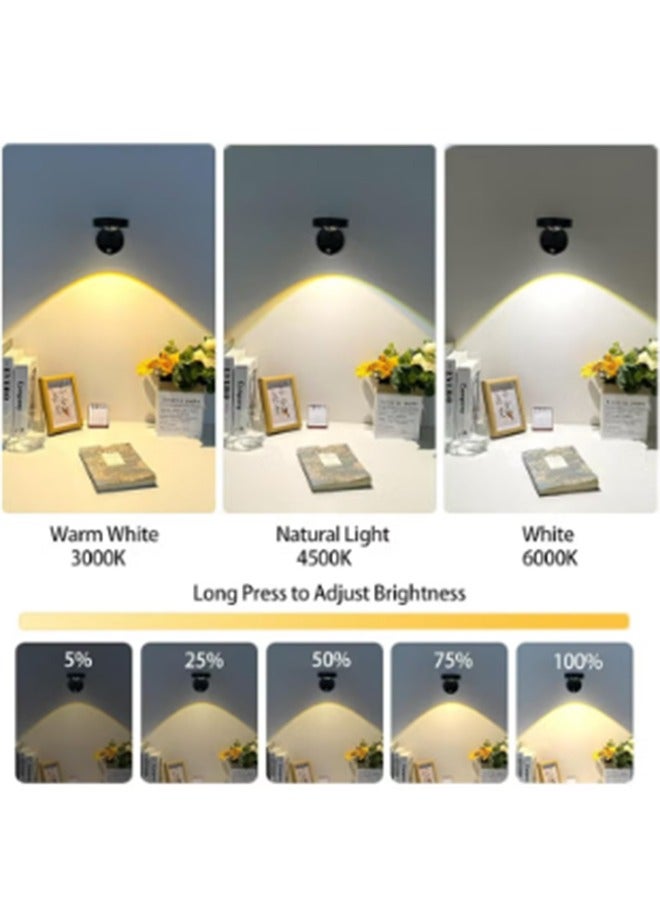 Motion Sensor Picture Light LED Cat-Eye Bulb Wall Sconce, Stick on Display Accent Lighting Dimmable 360° Rotation Rechargeable for Paintings  - Image 3