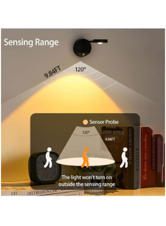 Motion Sensor Picture Light LED Cat-Eye Bulb Wall Sconce, Stick on Display Accent Lighting Dimmable 360° Rotation Rechargeable for Paintings  - Image 4