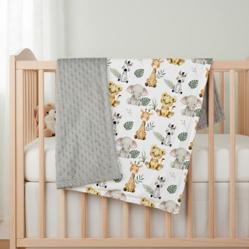 FIGEPO Safari Jungle Animals Baby Blanket Gender Neutral Blankets for Newborn Baby Girls or Boys Nursery Toddler Double Layer Blanket with Dotted Backing and Animal Printed (Animal 1) - Image 4
