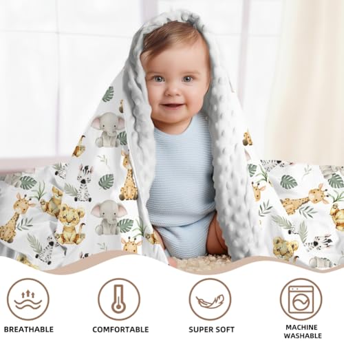 FIGEPO Safari Jungle Animals Baby Blanket Gender Neutral Blankets for Newborn Baby Girls or Boys Nursery Toddler Double Layer Blanket with Dotted Backing and Animal Printed (Animal 1) - Image 3