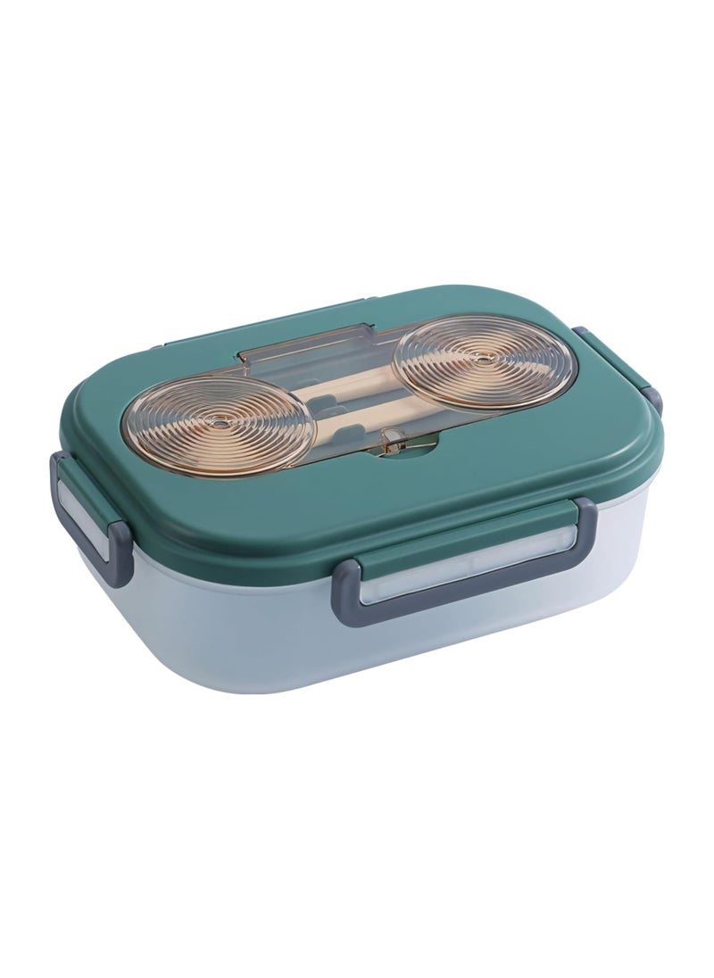 General Lunch Box with Cutlery and Clear Lid, 1300ml - Microwave Safe Food Container, Lunch Box is Leak Proof and Durable, Ideal for School Lunches and Travelling, With Clear Lid  - Image 1