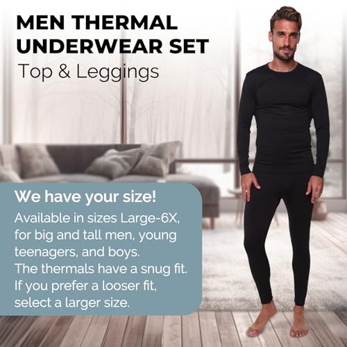 Ultra Dry Men's Thermal Set, Lightweight Ultra Soft Fleece Shirt and Pants,Black,X-Large - Image 4