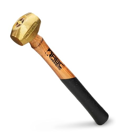 ABC HAMMERS Brass Hammer - 2 lb. USA Made Non-Sparking Hammer with 12.5" Wood Handle & Double Faced Head - ABC2BW - Image 1