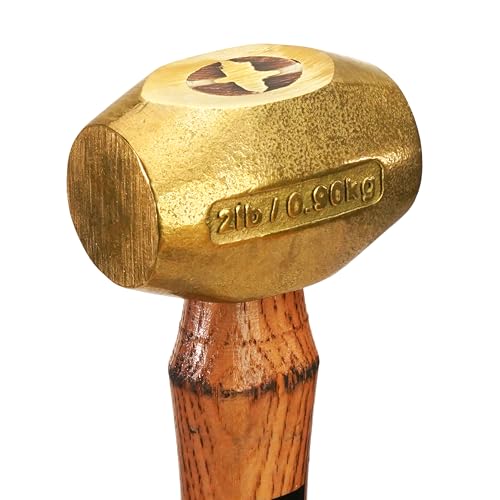 ABC HAMMERS Brass Hammer - 2 lb. USA Made Non-Sparking Hammer with 12.5" Wood Handle & Double Faced Head - ABC2BW - Image 2