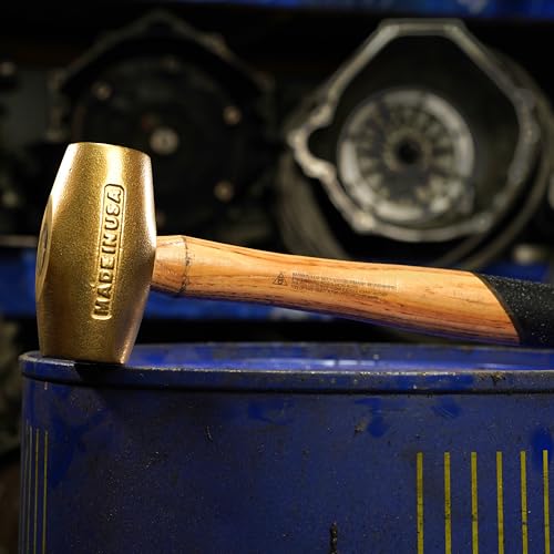 ABC HAMMERS Brass Hammer - 2 lb. USA Made Non-Sparking Hammer with 12.5" Wood Handle & Double Faced Head - ABC2BW - Image 4