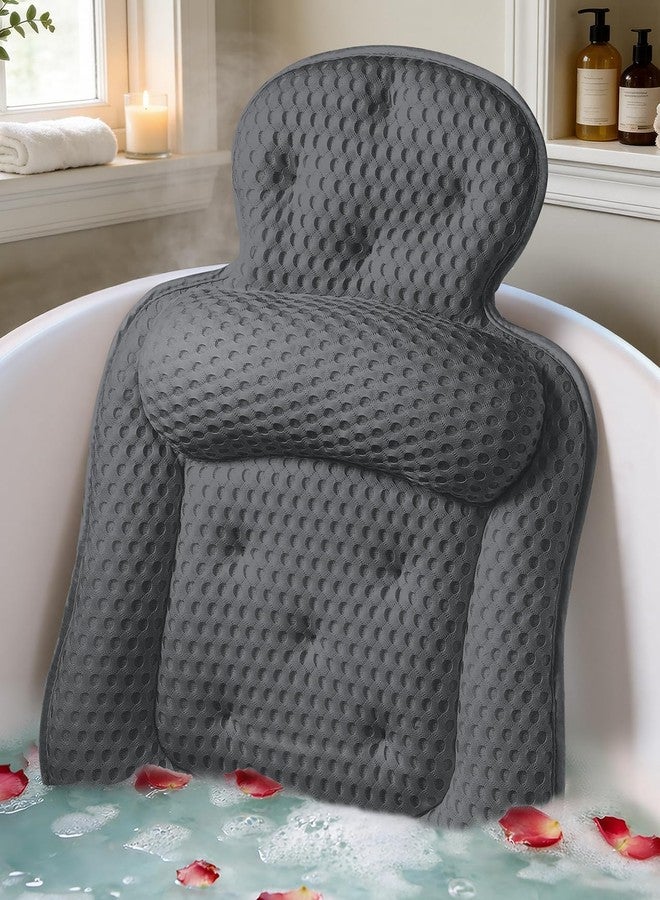 VOXOR Bath Pillows for Tub, Skin Friendly Bathtub Cushion for Head and Neck with Soft 5D Mesh Fabric and 54 Non-Slip Suction Cups, Relaxing Tub and Shower Accessories Spa Gift (Dark Gray, Standard) - Image 1