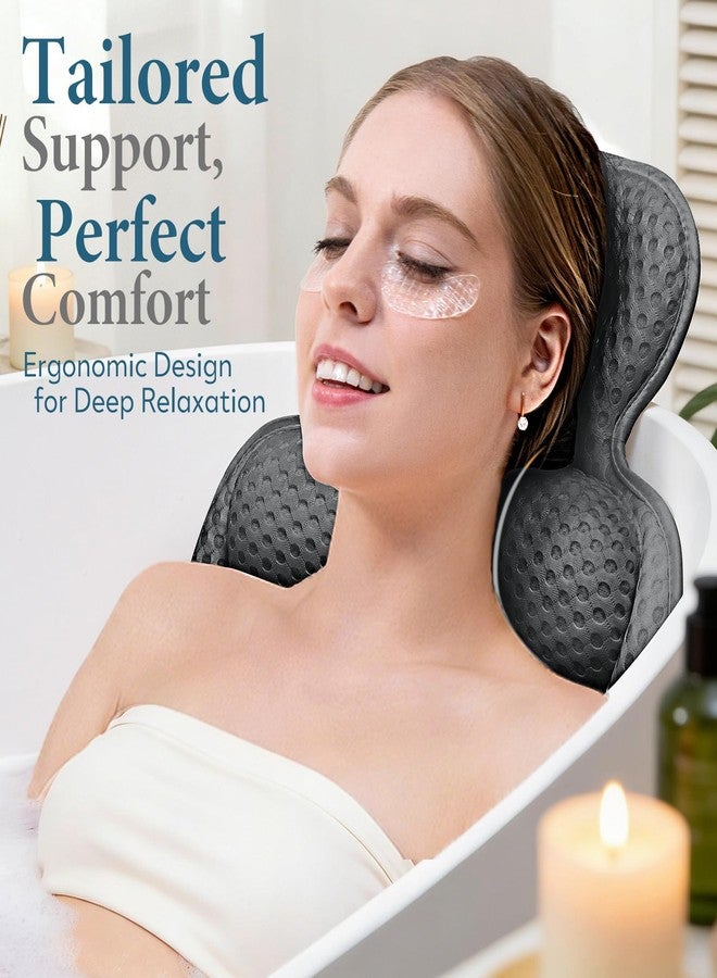 VOXOR Bath Pillows for Tub, Skin Friendly Bathtub Cushion for Head and Neck with Soft 5D Mesh Fabric and 54 Non-Slip Suction Cups, Relaxing Tub and Shower Accessories Spa Gift (Dark Gray, Standard) - Image 3