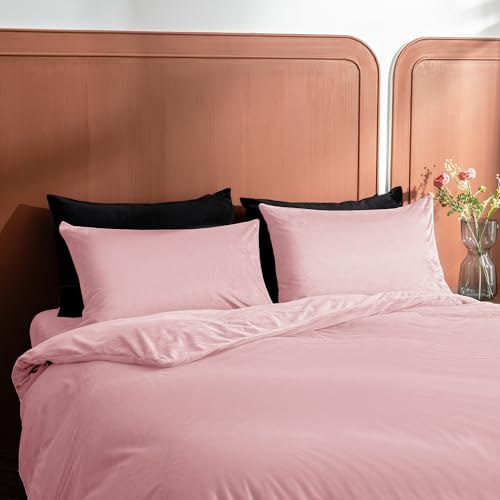 TELUS 2 Pack Zippered Velvet Standard Pillowcases, Super Soft and Cozy Luxury Fuzzy Flannel Pillow Cases with Zipper, 20x26 Inches, Pink - Image 2