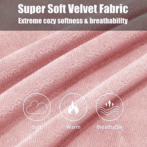 TELUS 2 Pack Zippered Velvet Standard Pillowcases, Super Soft and Cozy Luxury Fuzzy Flannel Pillow Cases with Zipper, 20x26 Inches, Pink - Image 4